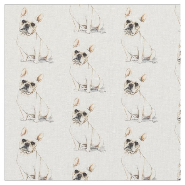 French Bulldog Dog Art Fabric (Close Up)