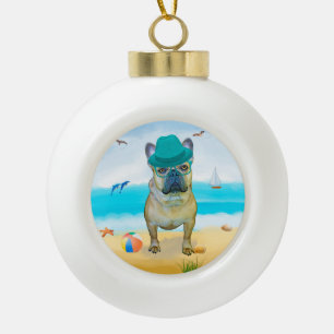 French Bulldog Dog Ceramic Ball Christmas Ornament
