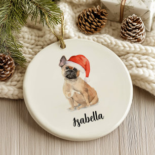 French Bulldog Dog Christmas Ceramic Tree Decoration