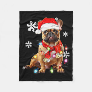 French Bulldog Dog Christmas Light Pajama Pet Xmas Fleece Blanket