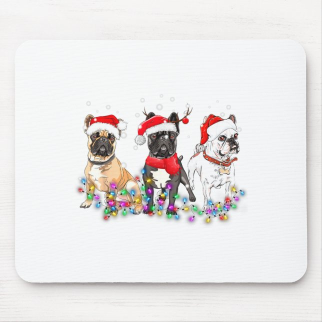 French Bulldog Dog Christmas Lights Cute Pet Match Mouse Mat (Front)