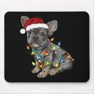 French Bulldog Dog Christmas Lights Santa Xmas Pet Mouse Mat
