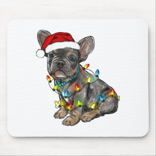 French Bulldog Dog Christmas Lights Santa Xmas Pet Mouse Mat