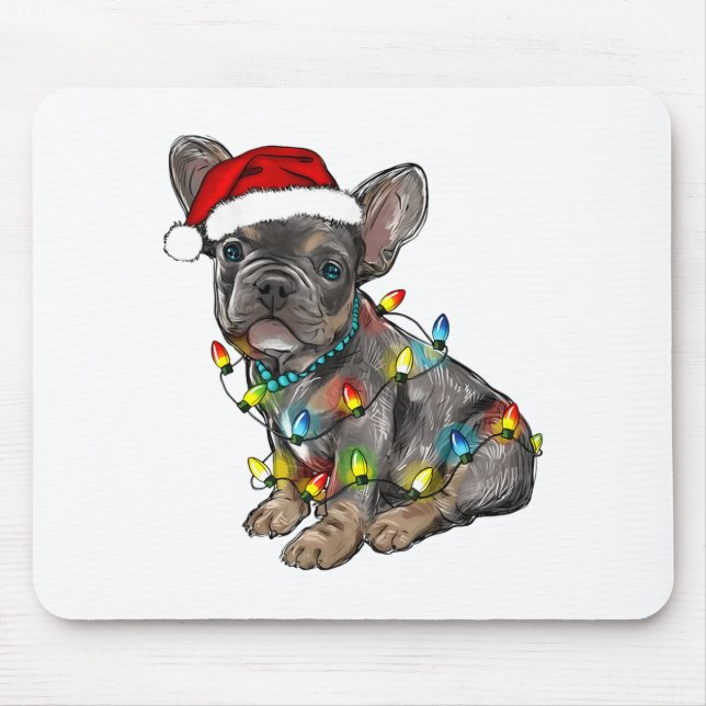 French Bulldog Dog Christmas Lights Santa Xmas Pet Mouse Mat (Front)