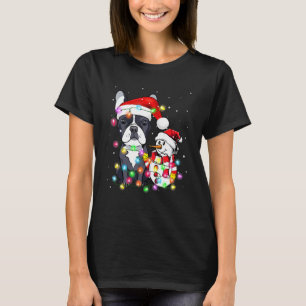 French Bulldog Dog Christmas Snowman Lights Pajama T-Shirt