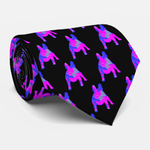 French Bulldog Dog Cute Pink Blue Silhouette Black Tie