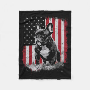 French Bulldog Dog Dad Mum America 4th of July Fleece Blanket