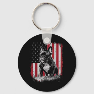 French Bulldog Dog Dad Mum America 4th of July Key Ring