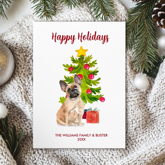 French Bulldog Dog Family Christmas Holiday Card (Creator Uploaded)
