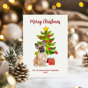French Bulldog Dog Family Christmas Holiday Card