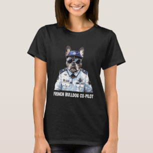 French Bulldog Dog Flying Airline Pilot Kids Fren T-Shirt
