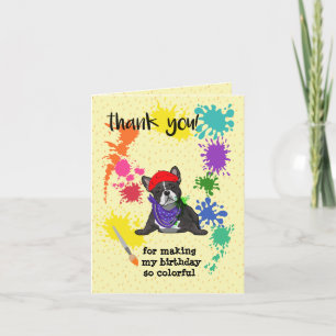 French Bulldog Dog Fun Art Birthday Thank You Card
