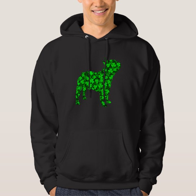 French Bulldog Dog Green Shamrock C St Patrick's D Hoodie (Front)