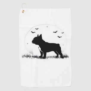 French Bulldog Dog – Halloween Moon Silhouette Ove Golf Towel
