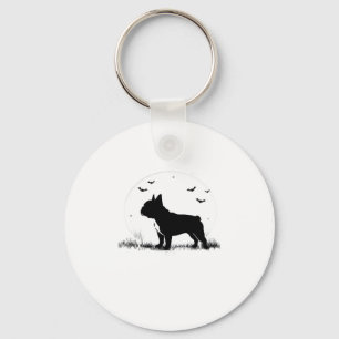 French Bulldog Dog � Halloween Moon Silhouette Ove Key Ring