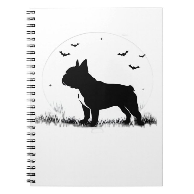 French Bulldog Dog – Halloween Moon Silhouette Ove Notebook (Front)