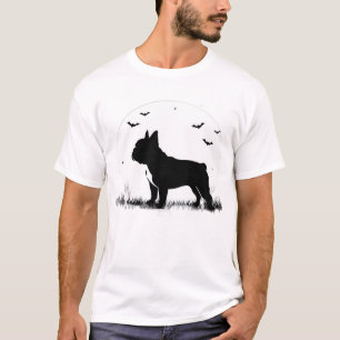 French Bulldog Dog � Halloween Moon Silhouette Ove T-Shirt