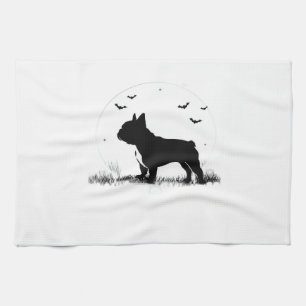 French Bulldog Dog � Halloween Moon Silhouette Ove Tea Towel