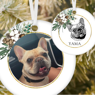 French Bulldog Dog Hand Drawing Personalised Ceramic Tree Decoration