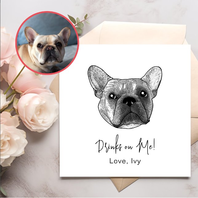 French Bulldog Dog Hand Drawing Personalised Napkin (Creator Uploaded)