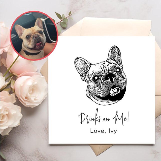 French Bulldog Dog Hand Drawing Personalised Napkin (Creator Uploaded)