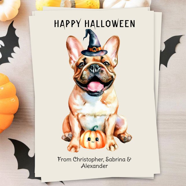 French Bulldog Dog Happy Halloween Holiday Card (Creator Uploaded)