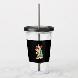French Bulldog Dog I Love Mum Tattoo Lover Gift Acrylic Tumbler
