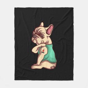 french bulldog dog i love mum tattoo lover gift fleece blanket