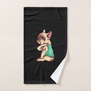 french bulldog dog i love mum tattoo lover gift hand towel