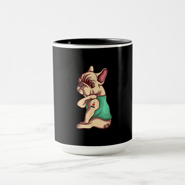 french bulldog dog i love mum tattoo lover gift mug (Center)