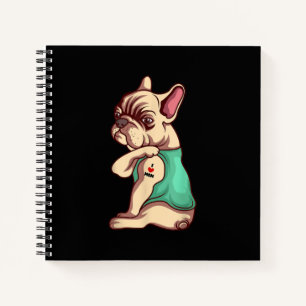 French Bulldog Dog I Love Mum Tattoo Lover Gift Notebook