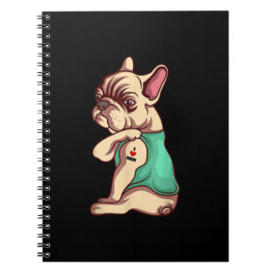 French Bulldog Dog I Love Mum Tattoo Lover Gift Notebook