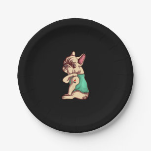 French Bulldog Dog I Love Mum Tattoo Lover Gift Paper Plate