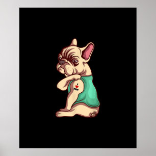 french bulldog dog i love mum tattoo lover gift poster