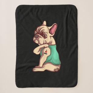 French Bulldog Dog I Love Mum Tattoo Lover Gift Sherpa Blanket