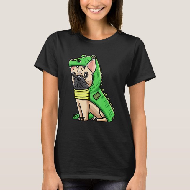 French Bulldog Dog In Crocodile Costume T-Shirt (Front)