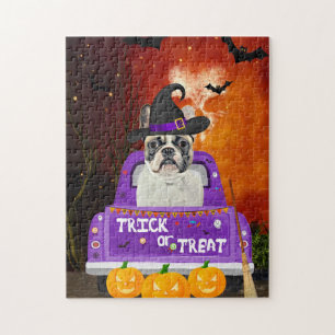 French Bulldog Dog in Halloween Truck Jigsaw Puzzle