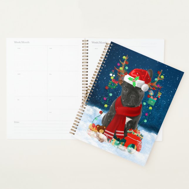 French Bulldog Dog in Snow with Christmas Gifts  Planner (Display)