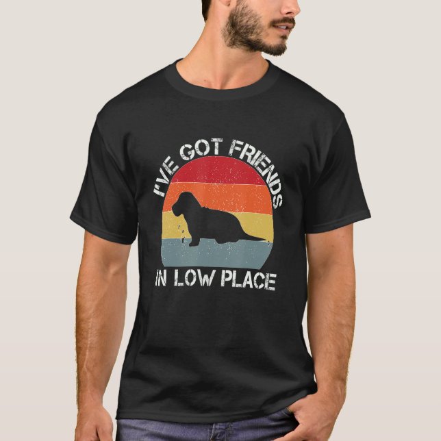 French Bulldog Dog I've Got Friends In Low Places  T-Shirt (Front)