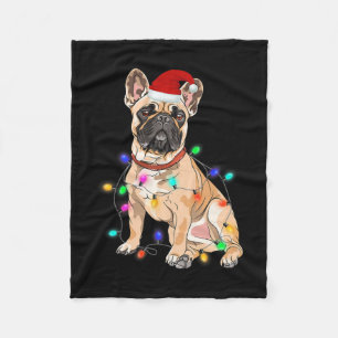 French Bulldog Dog Lover Christmas Tree Lights Fleece Blanket