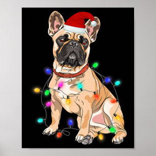 French Bulldog Dog Lover Christmas Tree Lights Poster