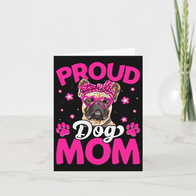French Bulldog Dog Mum Messy Bun Mother's Day  Card (Front)