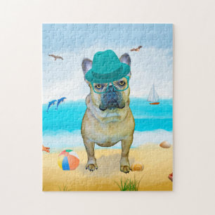 French Bulldog Dog on Beach Jigsaw Puzzle