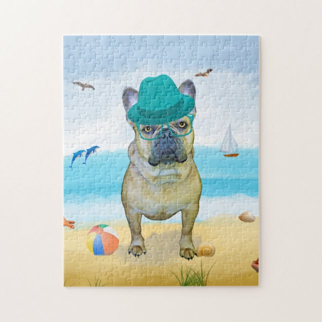 French Bulldog Dog on Beach  Jigsaw Puzzle (Vertical)