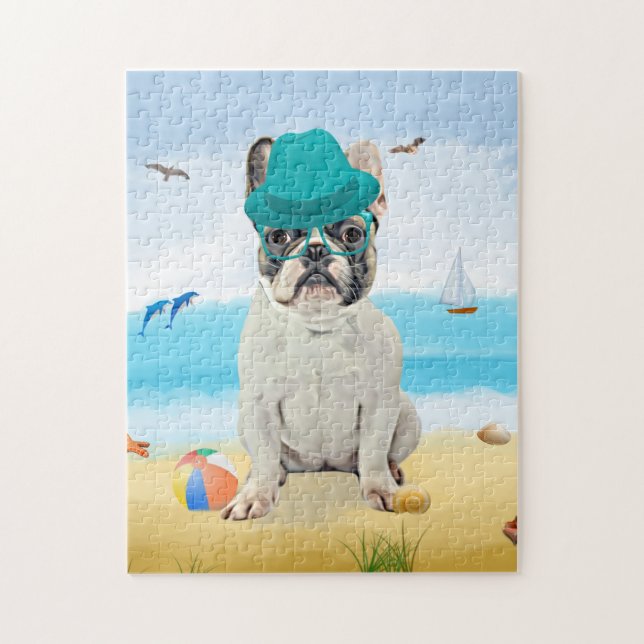 French Bulldog Dog on Beach  Jigsaw Puzzle (Vertical)