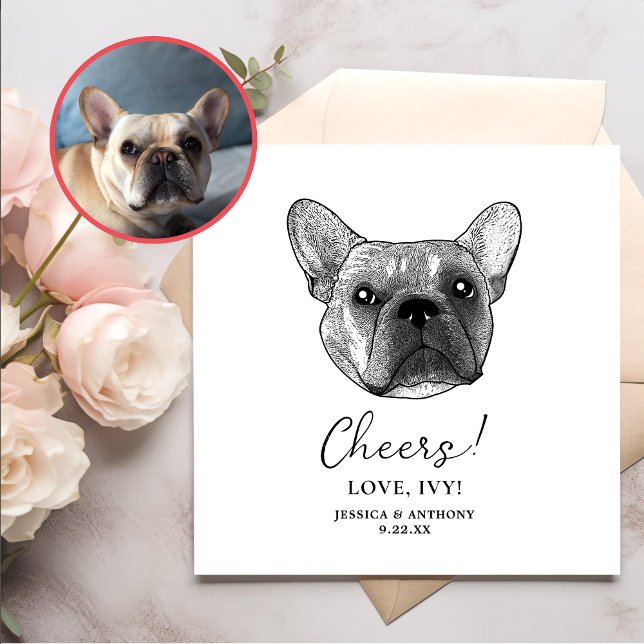 French Bulldog Dog Personalised Cheers Napkin (Creator Uploaded)