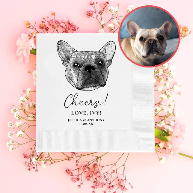 French Bulldog Dog Personalised Cheers Napkin (Creator Uploaded)