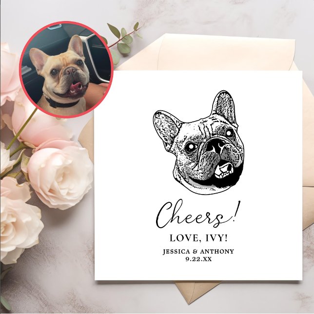French Bulldog Dog Personalised Cheers Napkin (Creator Uploaded)