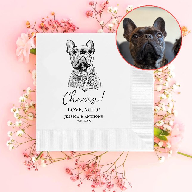 French Bulldog Dog Personalised Cheers Napkins (Creator Uploaded)