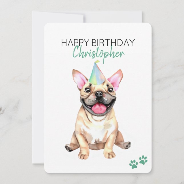 French Bulldog Dog Personalised Happy Birthday Card (Front)